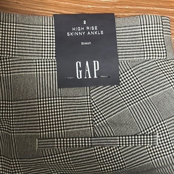 Brand New With Tags GAP Checkered Gray High Rise Skinny Ankle Trousers Size 2 - Picture 3 of 12